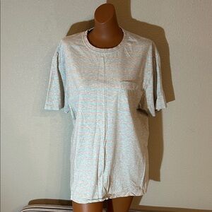 Patagonia Women's Striped Pajama Top - Light Blue and White